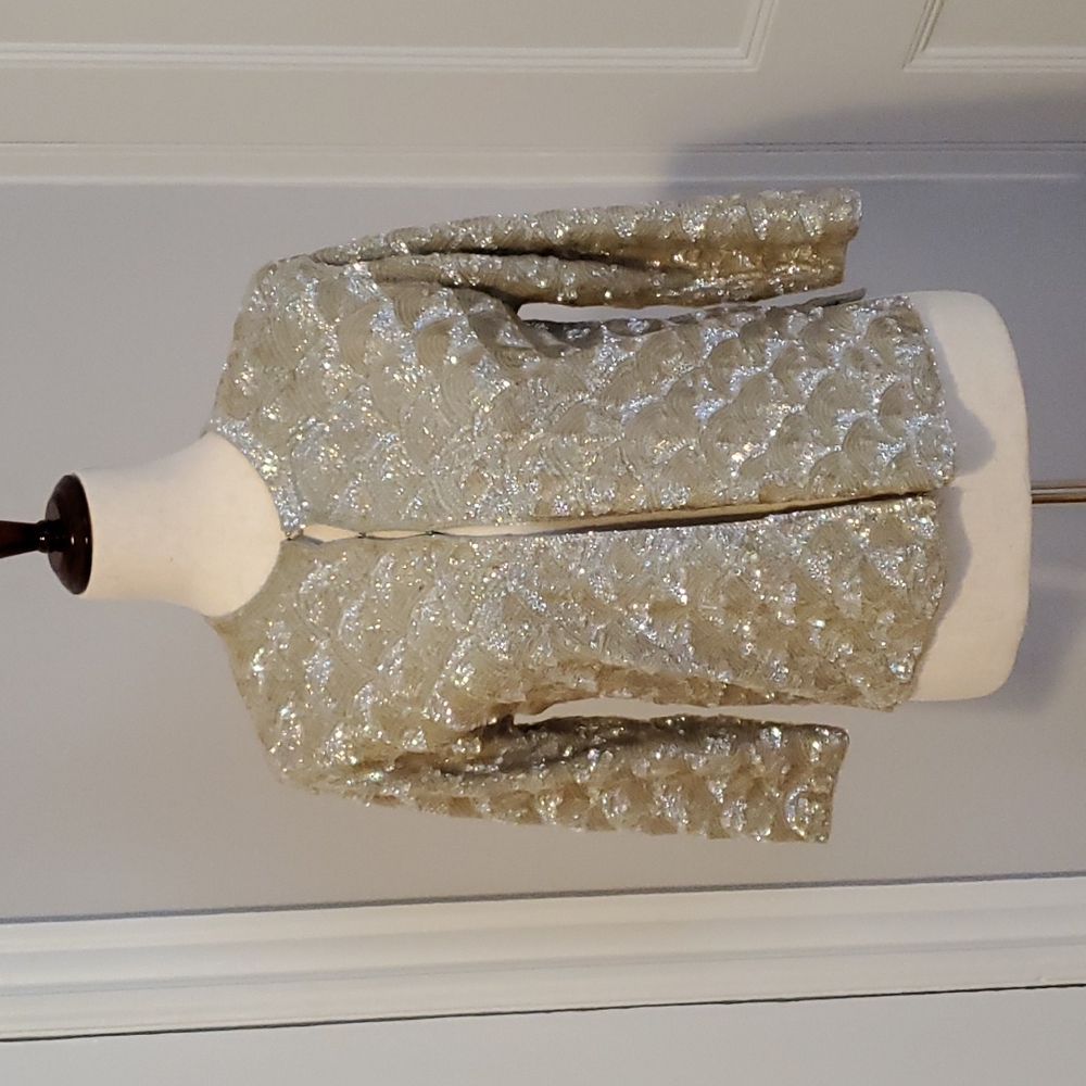 Vintage Cashmere and Sequin Scalloped Cropped Cardigan or Jacket